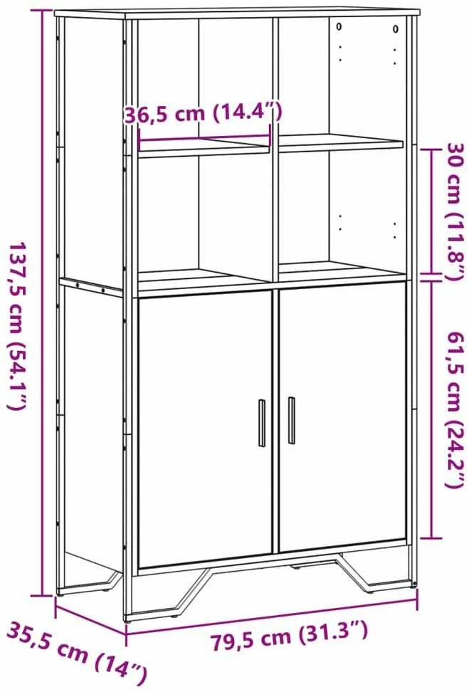Komoda, juodos spalvos, 79,5x35,5x137,5cm, apdirbta mediena