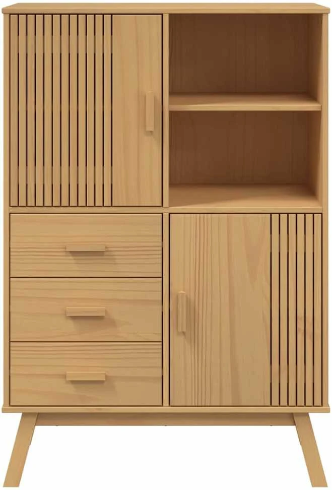 Komoda OLDEN, ruda, 85x43x125cm, pušies medienos masyvas