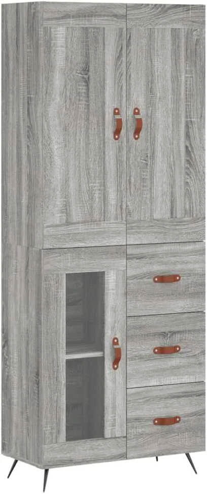 Komoda, pilkos ąžuolo spalvos, 69,5x34x180cm, apdirbta mediena