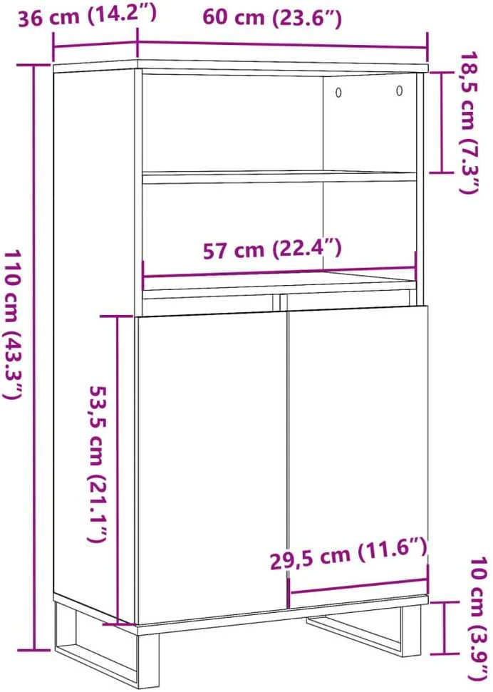 Komoda, sendintos medienos, 60x36x110cm, apdirbta mediena