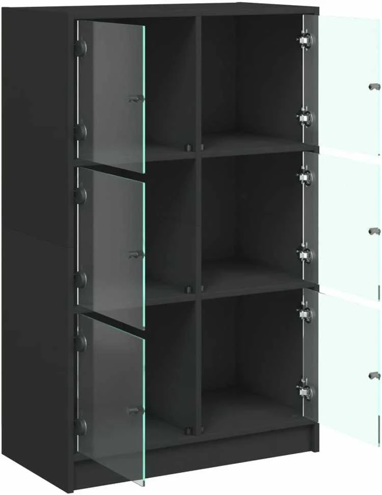 Komoda su durelėmis, juoda, 68x37x109cm, apdirbta mediena