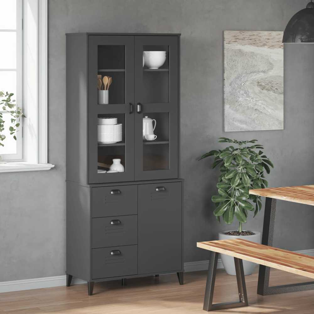 Komoda VIKEN, antracito pilka, 80x40x190cm, pušies masyvas