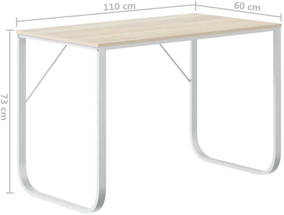 Kompiuterio stalas, baltos ir ąžuolo spalvos, 110x60x73cm, MDP