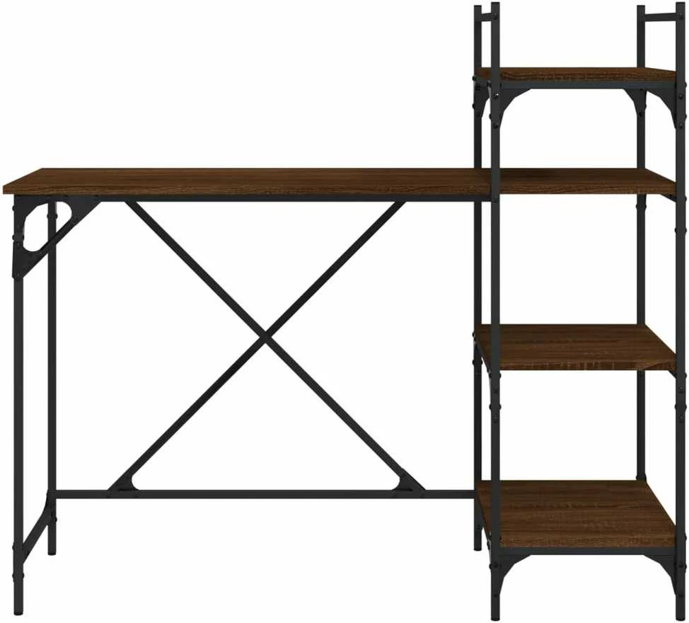 Kompiuterio stalas su lentynomis, rudas ąžuolo, 120x47x109cm