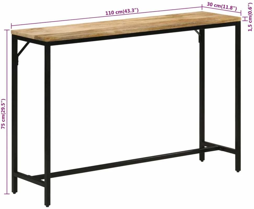 Konsolinis staliukas, 110x30x75cm, mango masyvas ir geležis