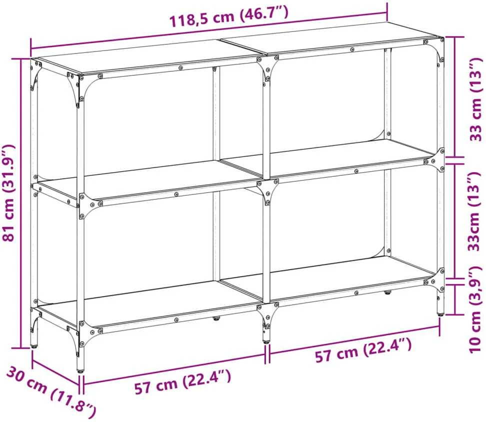 Konsolinis staliukas, 118,5x30x81cm, plienas