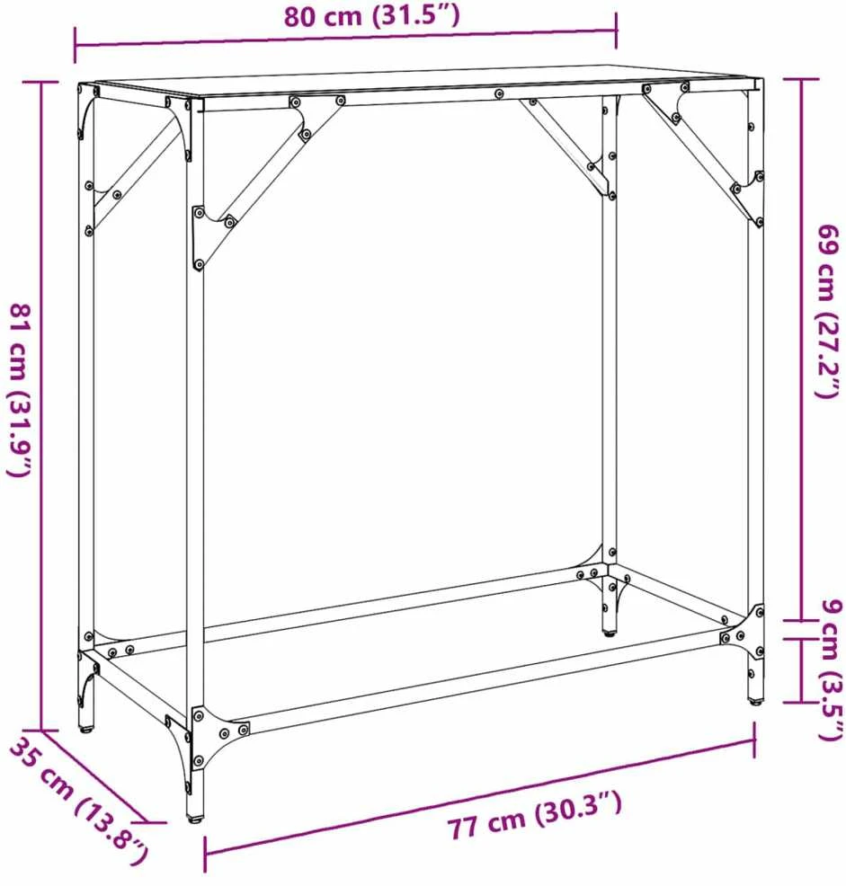 Konsolinis staliukas, 80x35x81cm, plienas