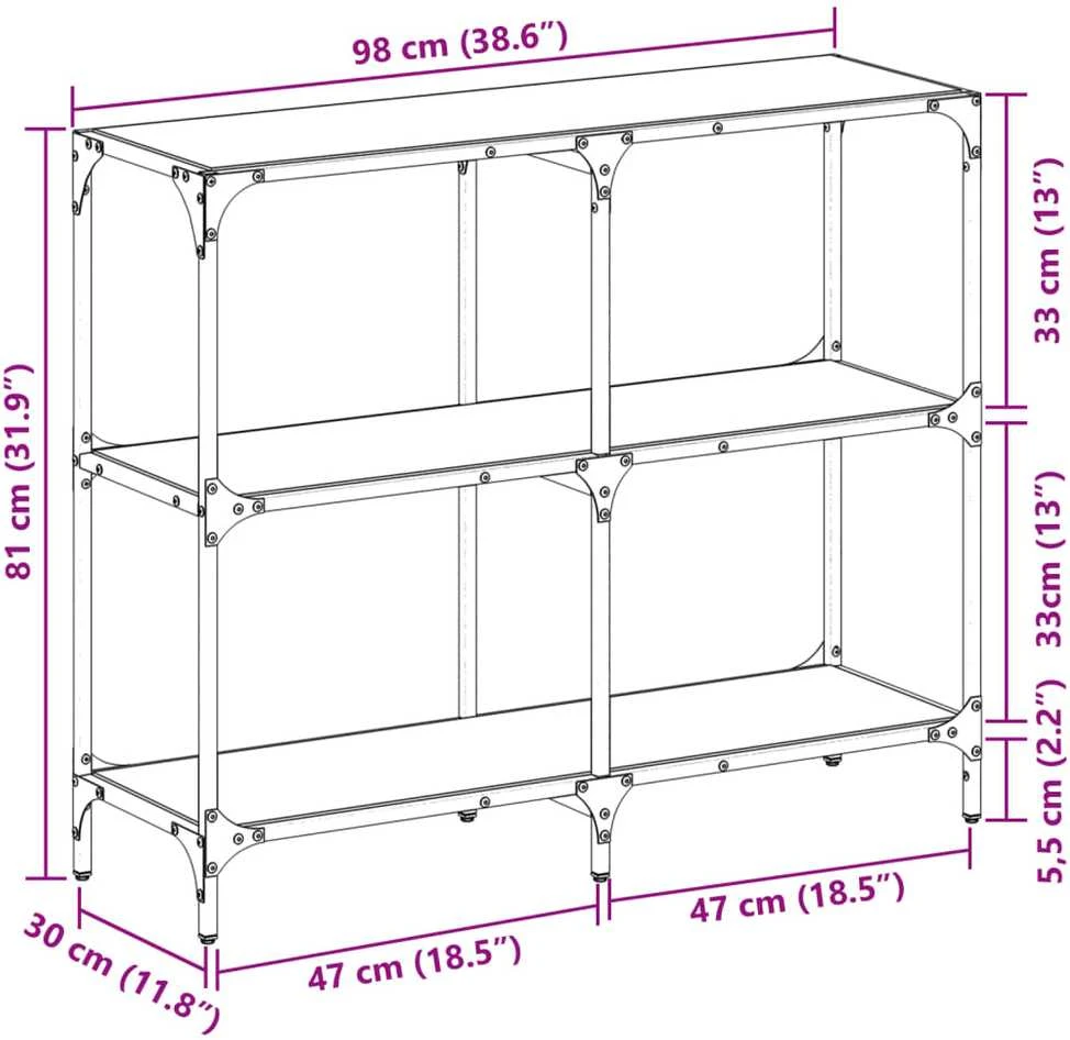 Konsolinis staliukas, 98x30x81cm, plienas