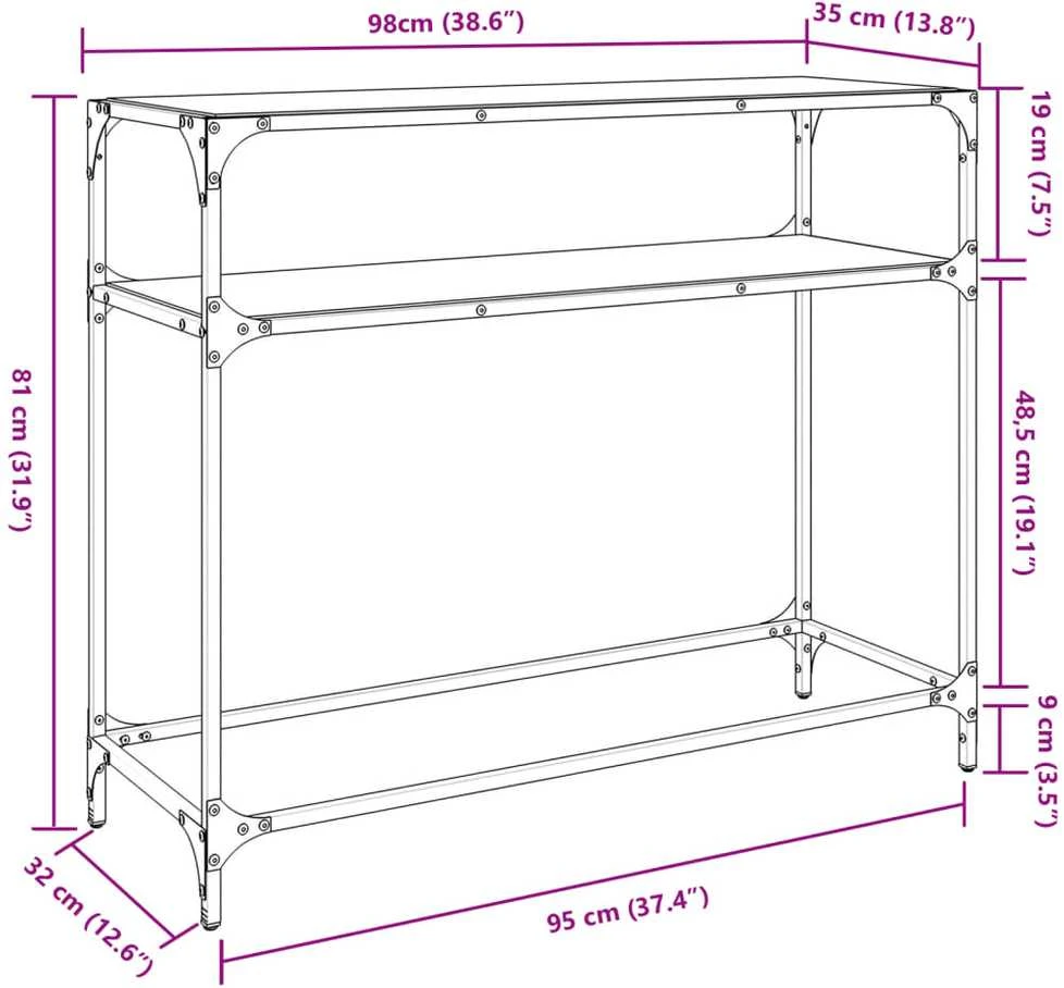 Konsolinis staliukas, 98x35x81cm, plienas