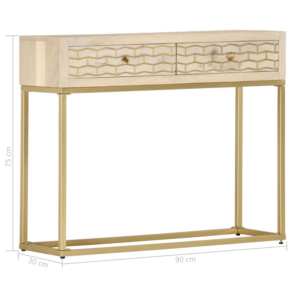 Konsolinis staliukas, auksinis, 90x30x75cm, mango masyvas