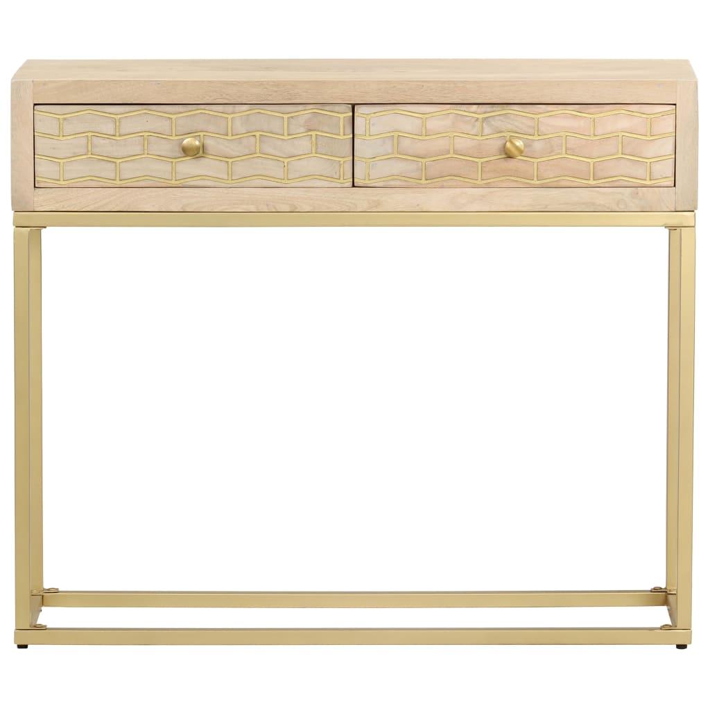 Konsolinis staliukas, auksinis, 90x30x75cm, mango masyvas