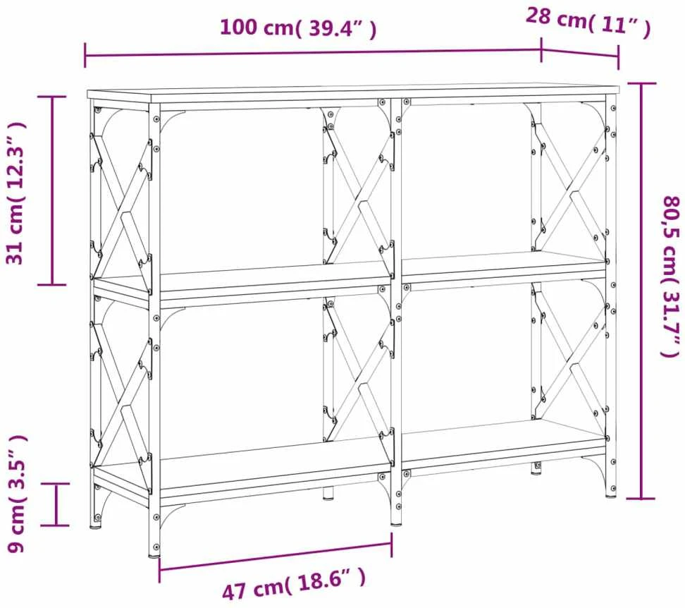 Konsolinis staliukas, ąžuolo, 100x28x80,5cm, apdirbta mediena