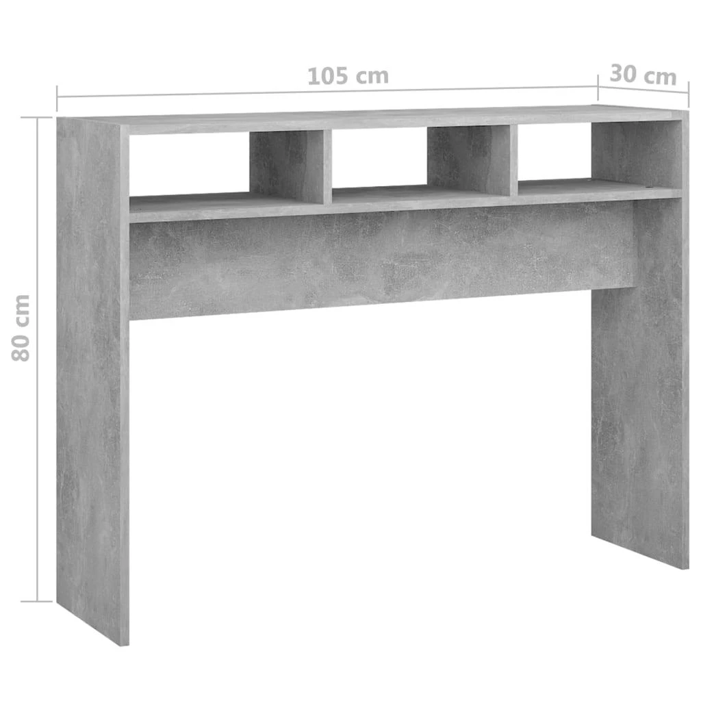 Konsolinis staliukas, betono, 105x30x80cm, apdirbta mediena