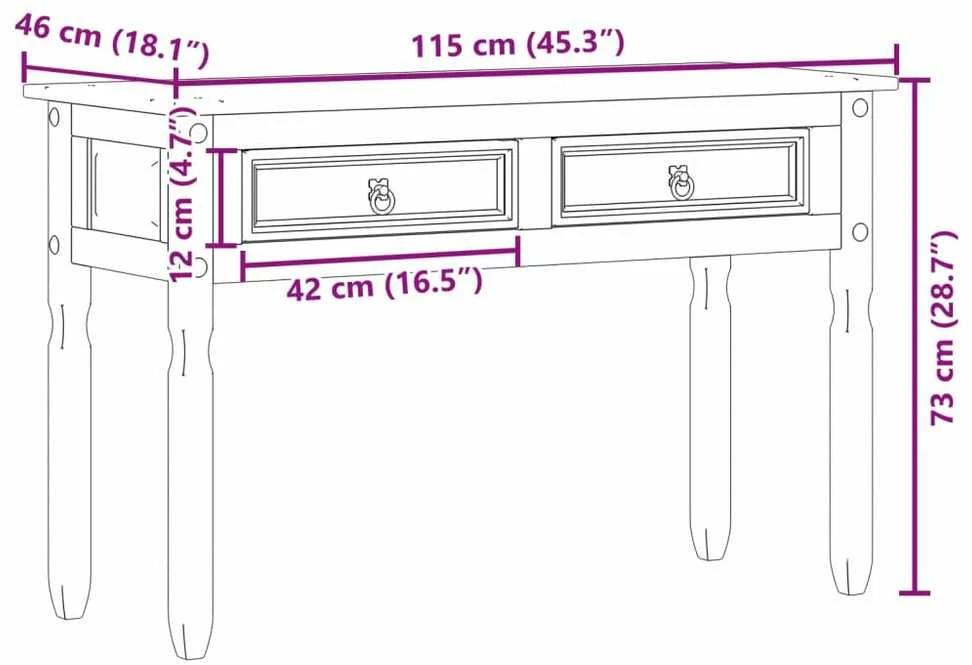 Konsolinis staliukas Corona, 115x46x73cm, pušies masyvas