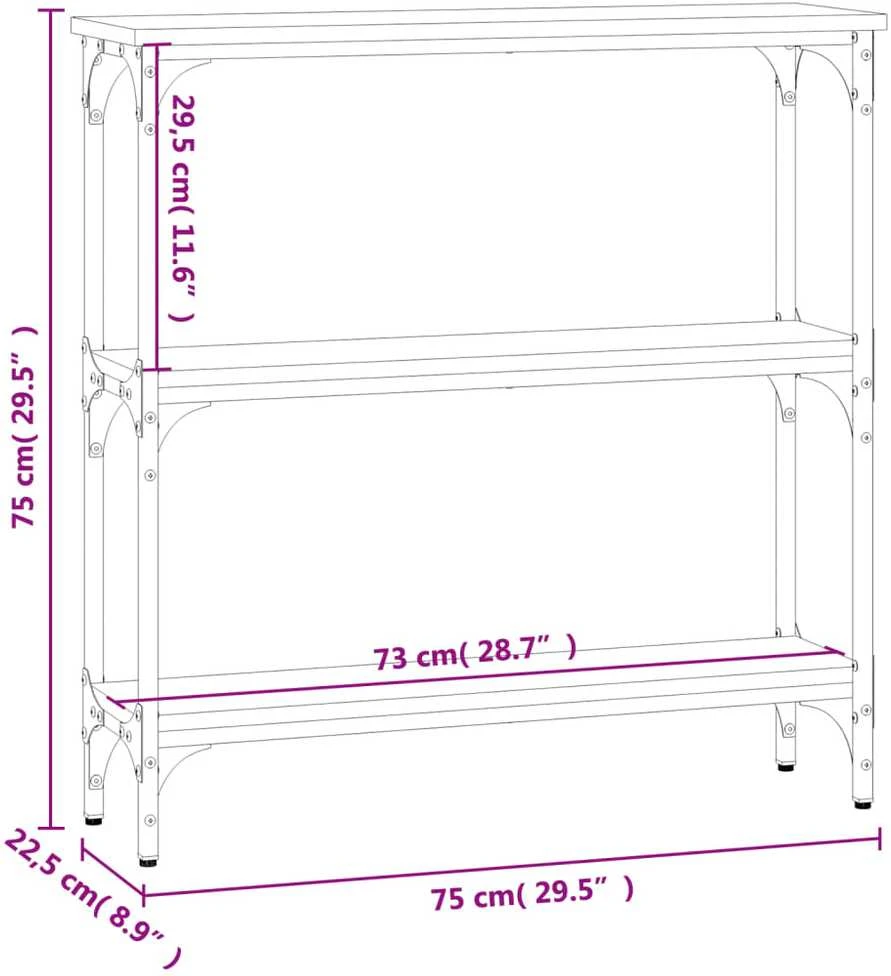 Konsolinis staliukas, juodas, 75x22,5x75cm, apdirbta mediena