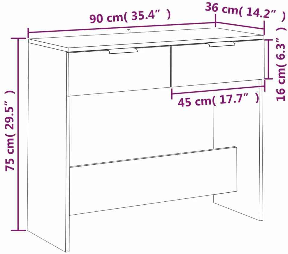 Konsolinis staliukas, juodas, 90x36x75cm, apdirbta mediena