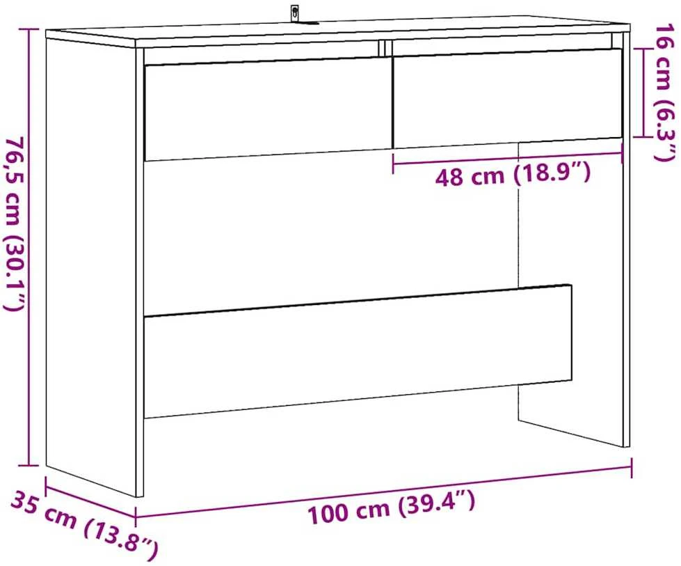 Konsolinis staliukas, medienos, 100x35x76,5cm, apdirbta mediena