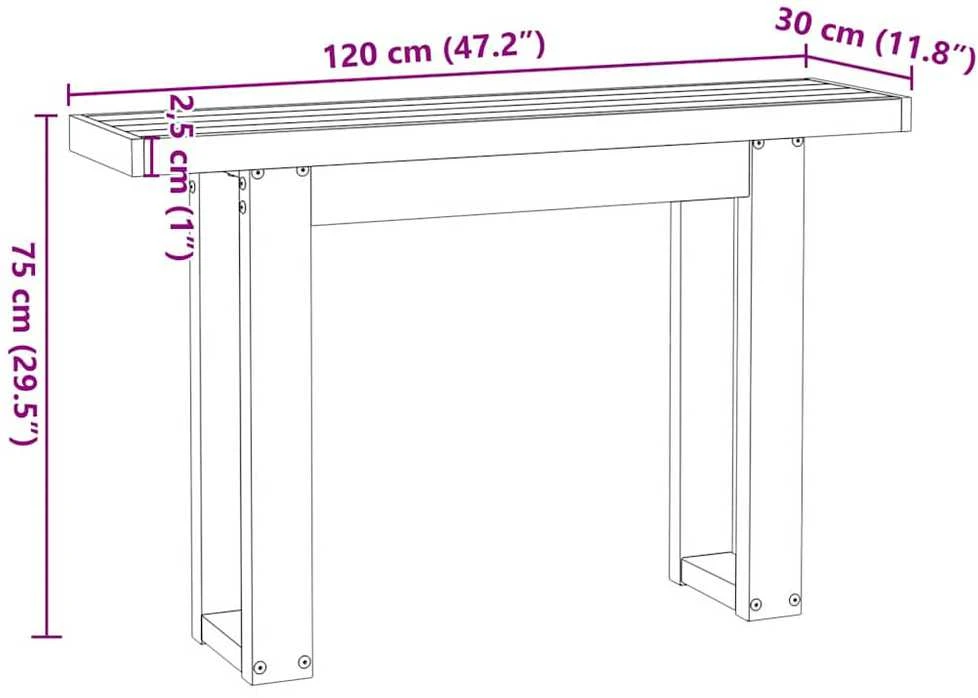 Konsolinis staliukas, NOAIN, 120x30x75cm, medienos masyvas