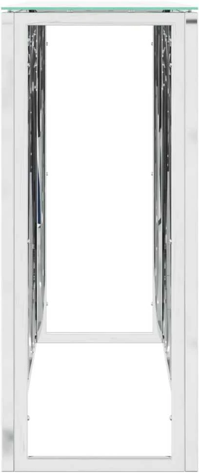 Konsolinis staliukas, sidabrinis, 110x30x70cm, plienas/stiklas