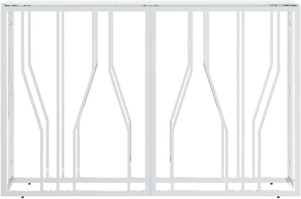 Konsolinis staliukas, sidabrinis, 110x30x70cm, plienas/stiklas