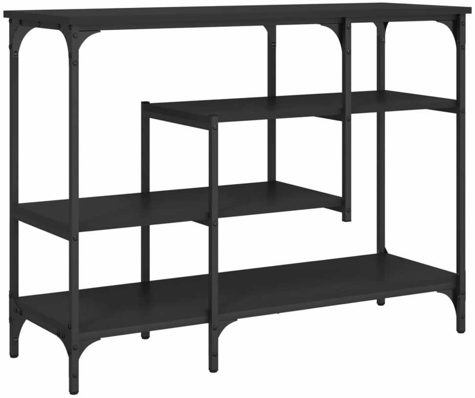 Konsolinis staliukas su lentynomis, juodos spalvos, 100x35x75cm