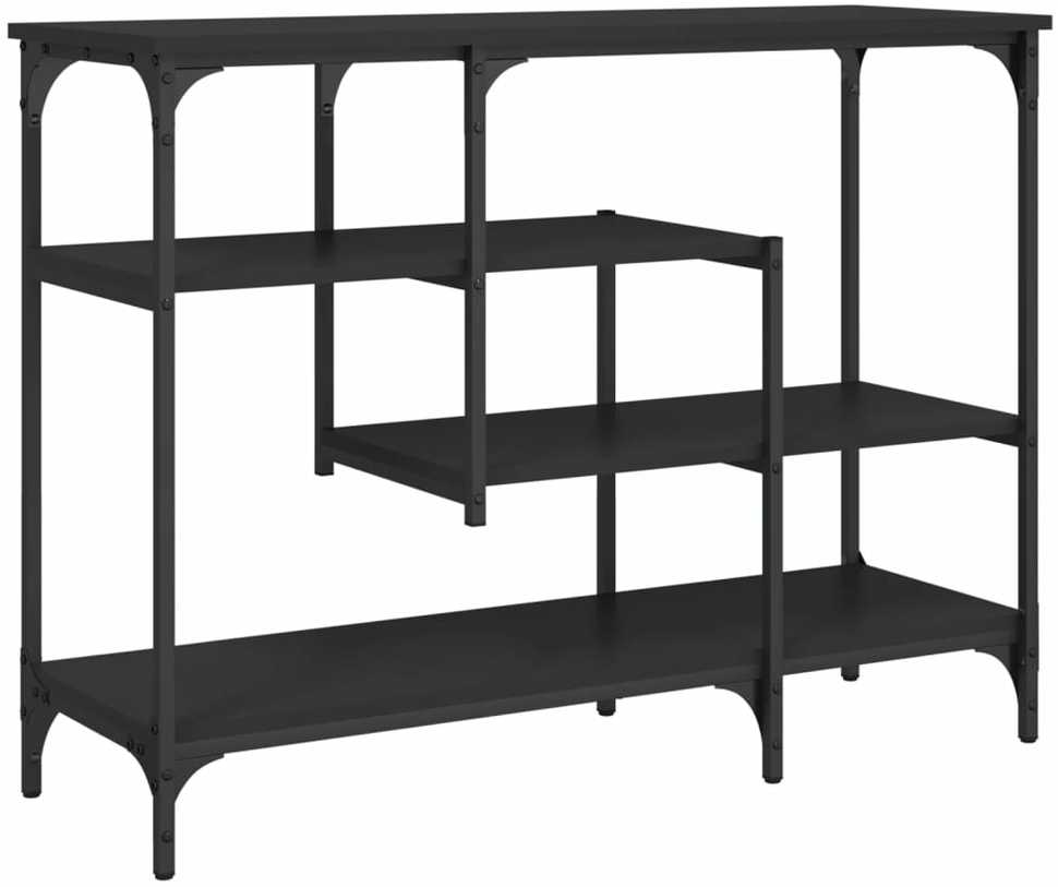 Konsolinis staliukas su lentynomis, juodos spalvos, 100x35x75cm