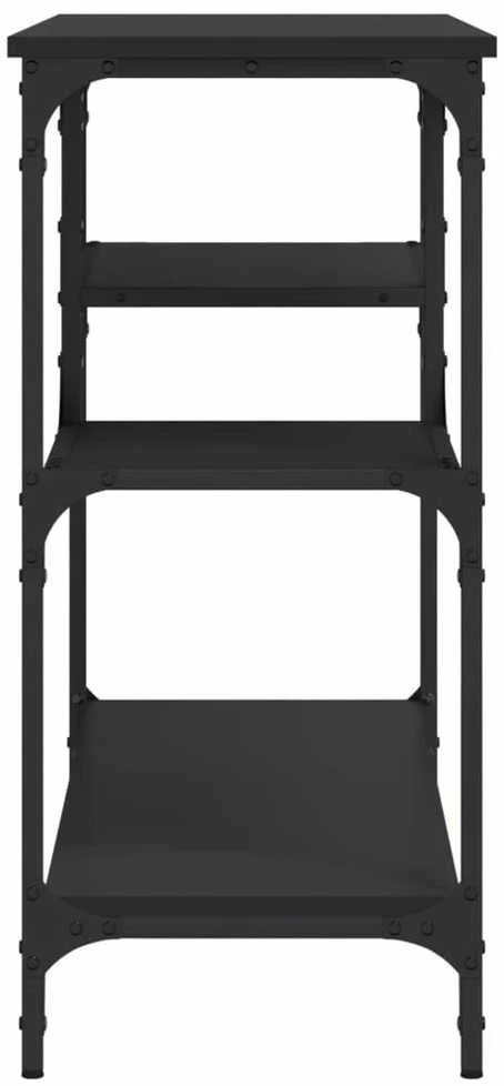 Konsolinis staliukas su lentynomis, juodos spalvos, 100x35x75cm