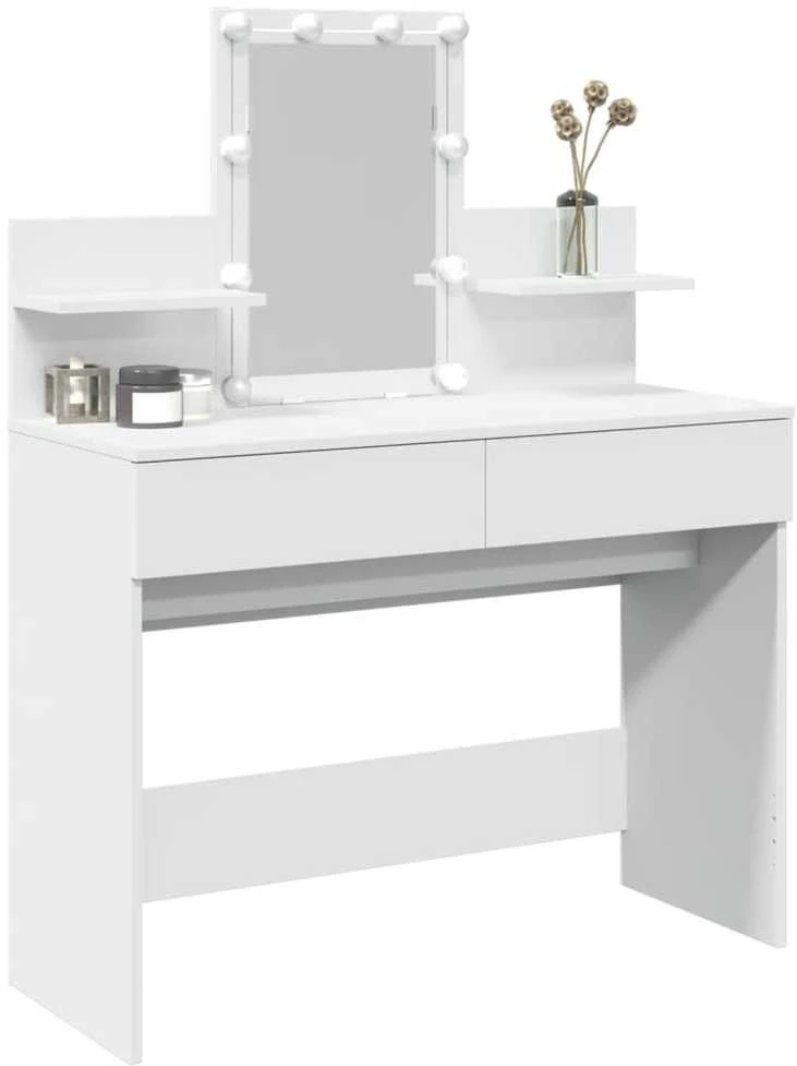 Kosmetinis staliukas su LED, baltos spalvos, 100x40x130cm