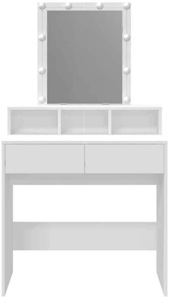 Kosmetinis staliukas su LED, baltos spalvos, 80x41x144,5cm