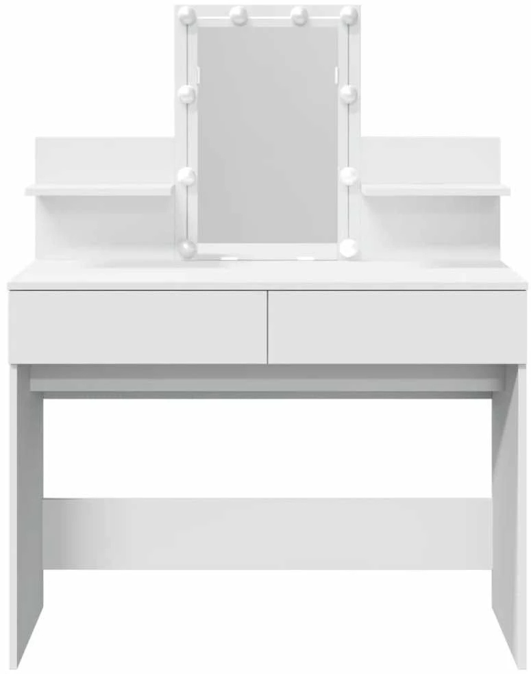 Kosmetinis staliukas su LED, baltos spalvos, 100x40x130cm