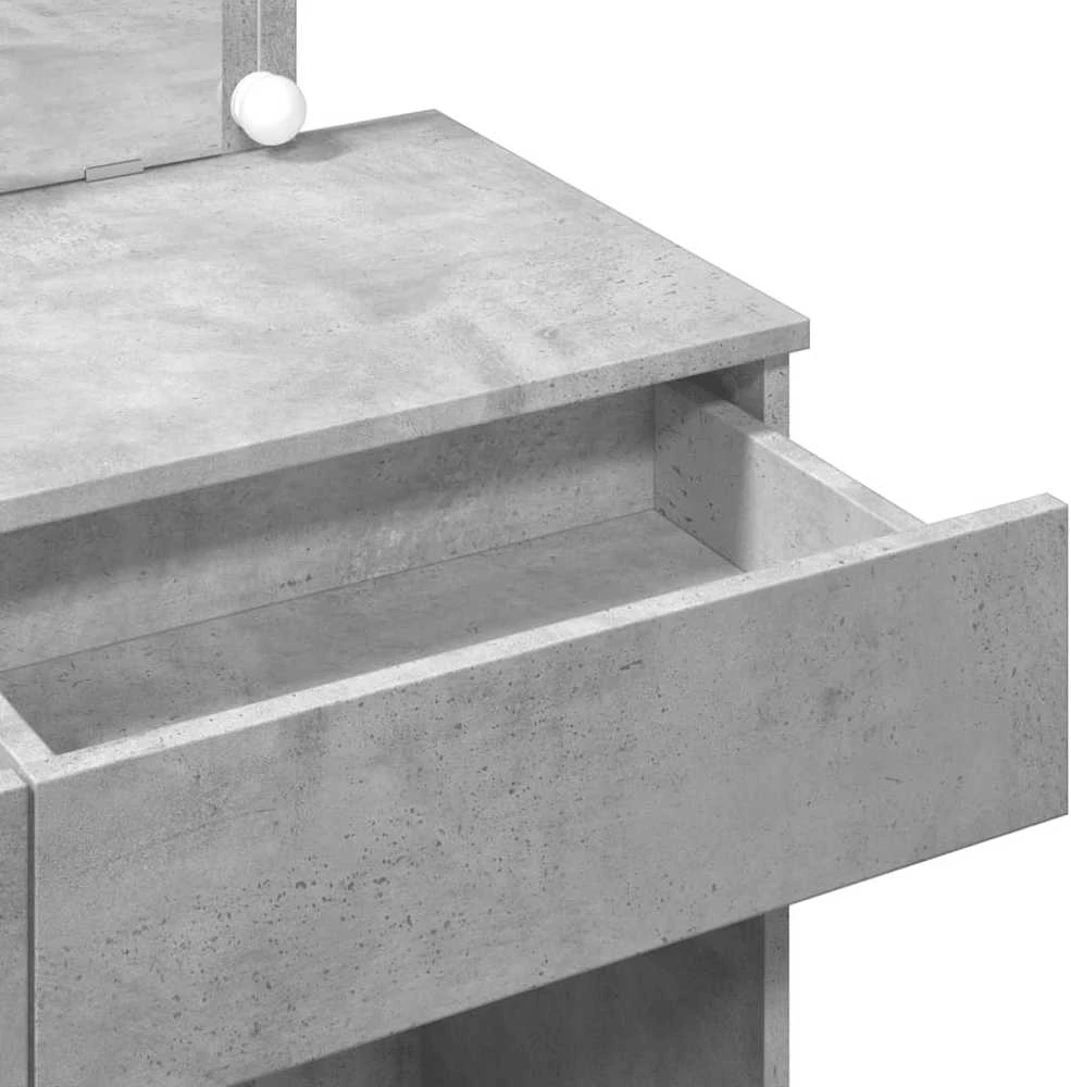 Kosmetinis staliukas su LED, betono pilkas, 100x40x120cm