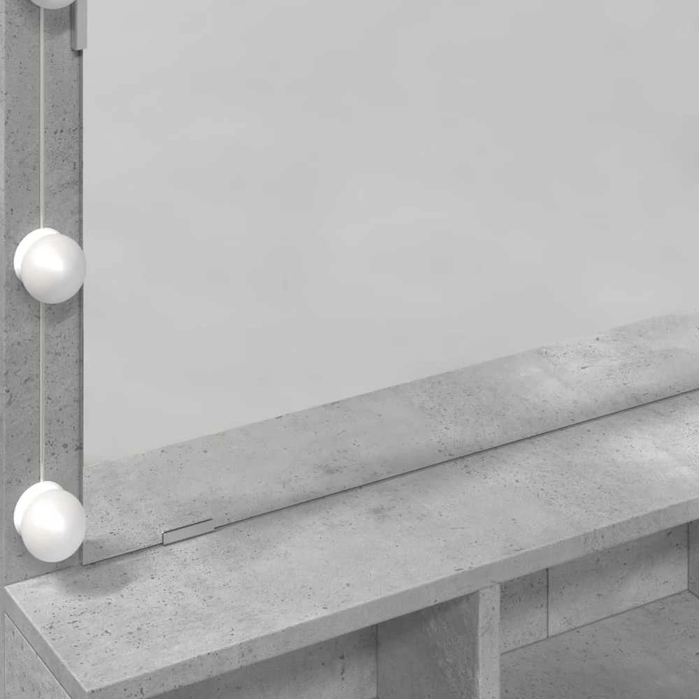 Kosmetinis staliukas su LED, betono pilkas, 80x41x134,5cm