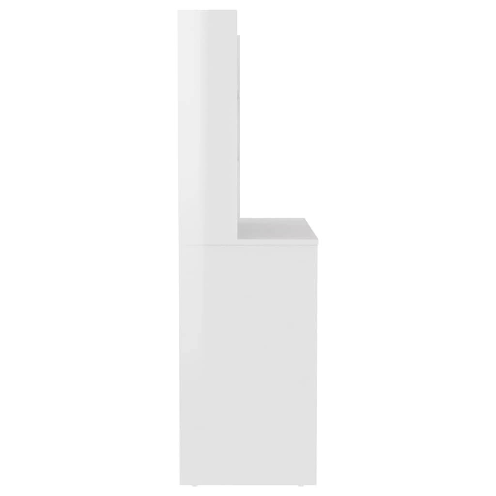 Kosmetinis staliukas su LED, blizgus baltas, 100x40x135cm, MDF