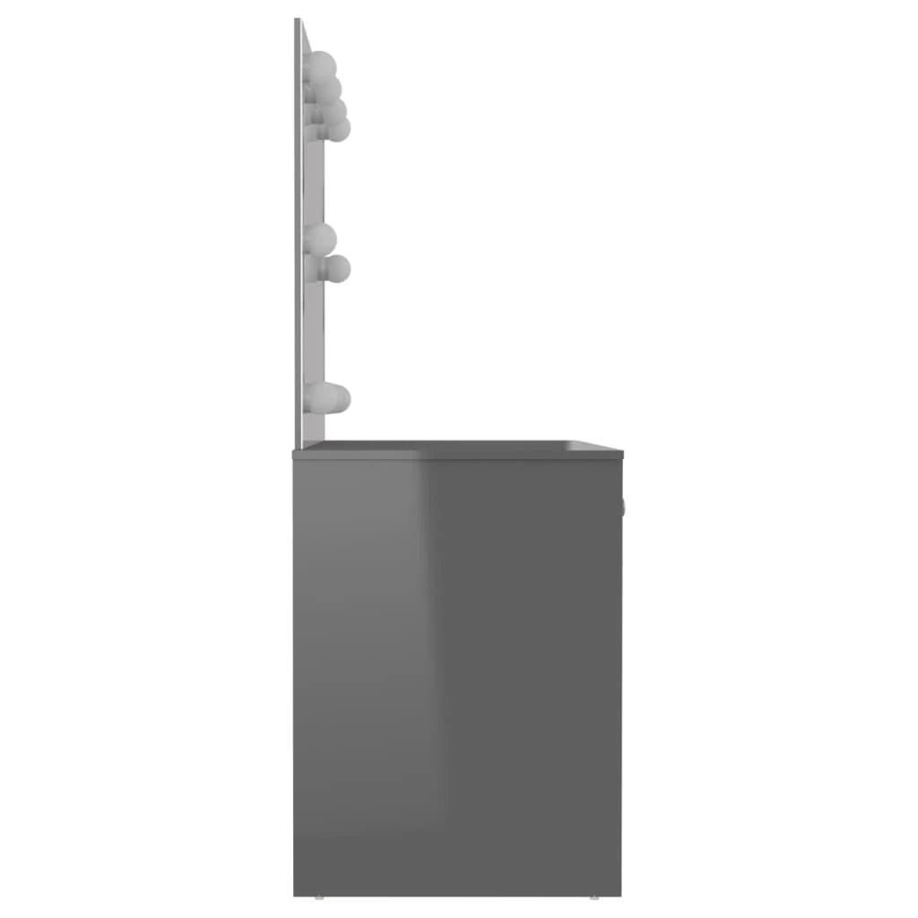 Kosmetinis staliukas su LED, blizgus pilkas, 110x55x145cm, MDF
