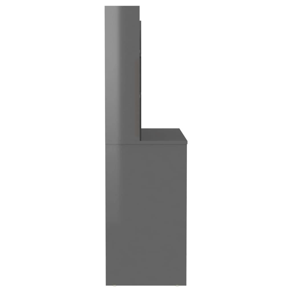 Kosmetinis staliukas su LED, blizgus pilkas, 100x40x135cm, MDF