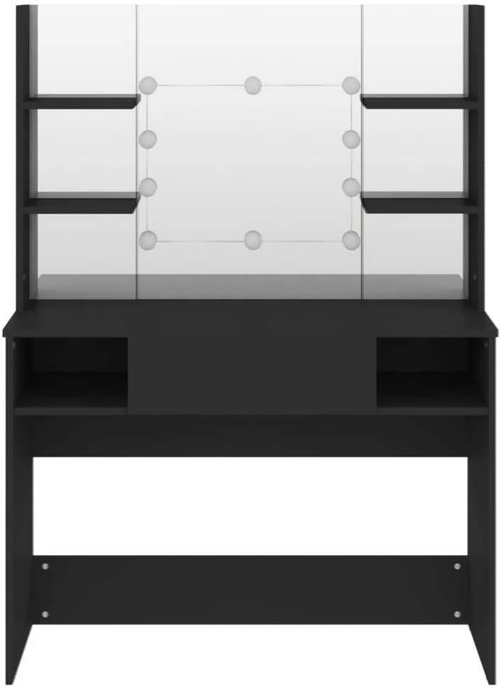 Kosmetinis staliukas su LED, juodas, 100x40x135cm, MDF