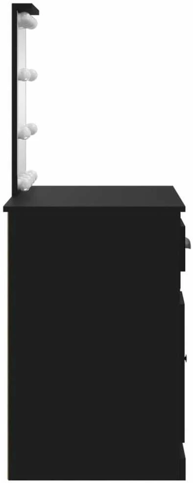 Kosmetinis staliukas su LED lemputėmis, juodas, 90x42x132,5cm
