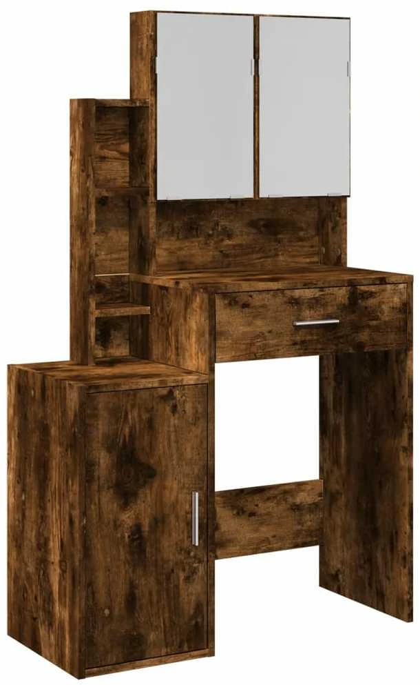 Kosmetinis staliukas su spintele, dūminio ąžuolo, 80x35x132cm