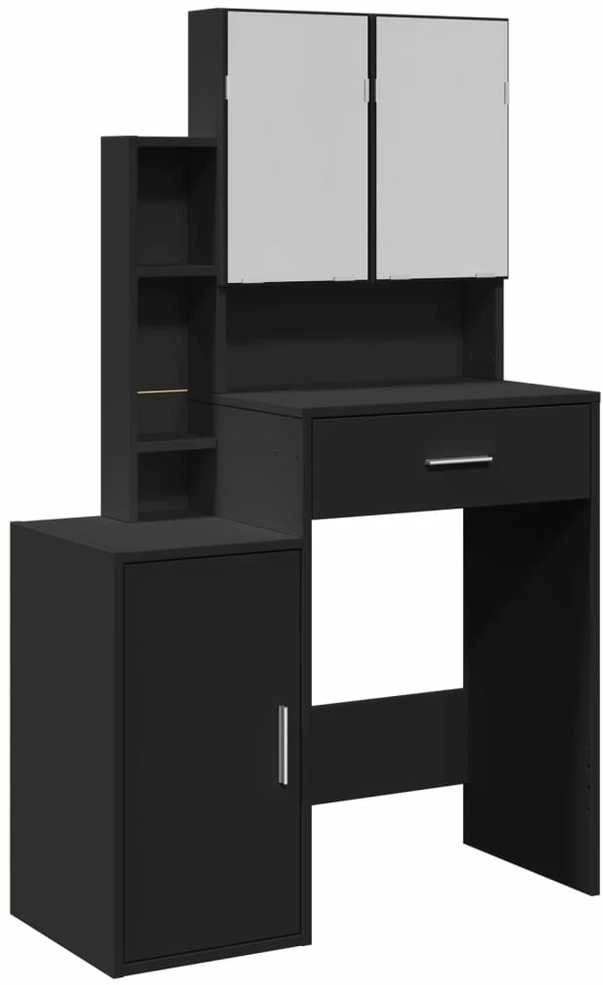 Kosmetinis staliukas su spintele, juodos spalvos, 80x35x132cm