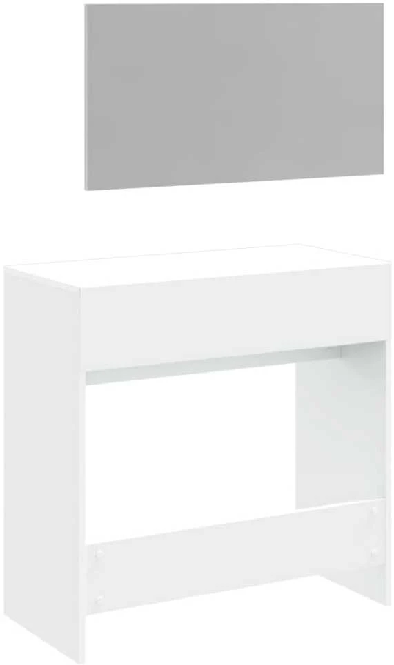 Kosmetinis staliukas su veidrodžiu, baltas, 80x39x80cm