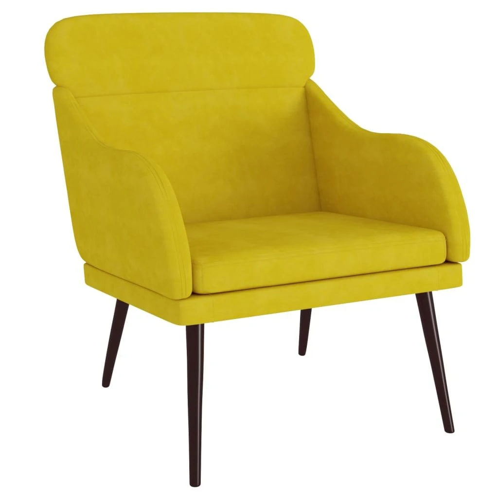 Fotelis Krėslas, geltonos spalvos, 63x76x80cm, aksomas