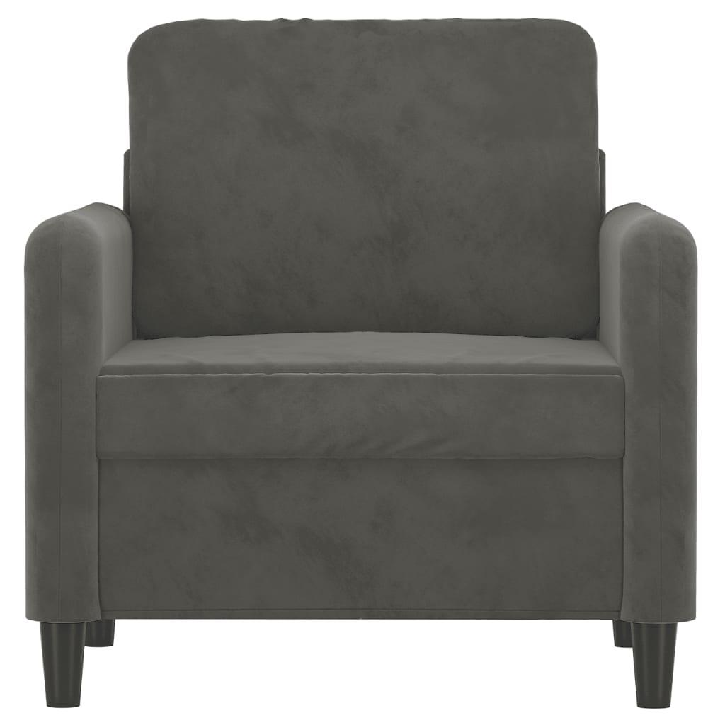Sofa Krėslas, tamsiai pilkos spalvos, 60cm, aksomas
