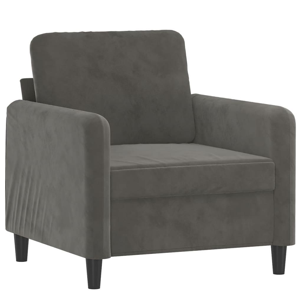 Sofa Krėslas, tamsiai pilkos spalvos, 60cm, aksomas
