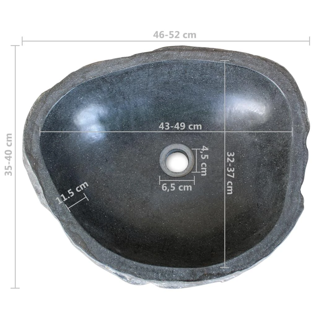 Praustuvas, (45-53)x(34-41)cm, upės akmuo, ovalo formos