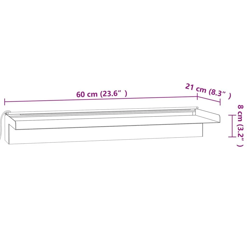Krioklys su įvairių spalvų LED lemputėmis, 60cm, plienas