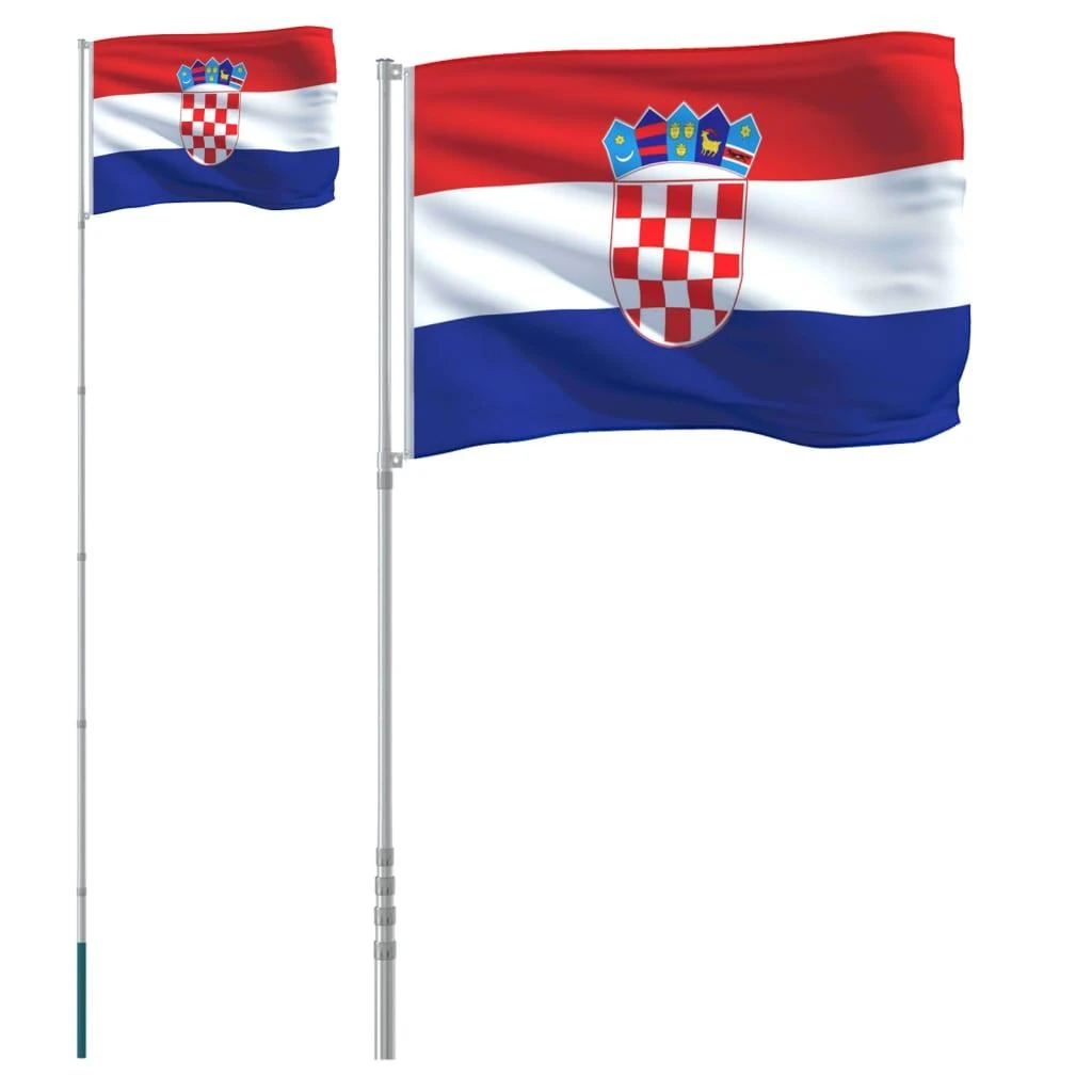 Kroatijos vėliava su stiebu, aliuminis, 5,55m