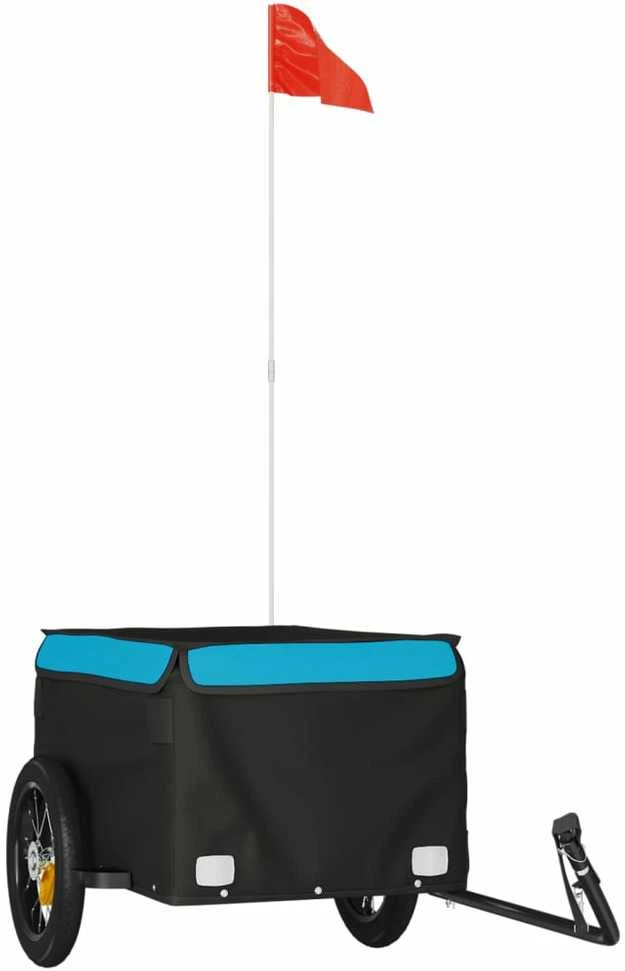 Dviračio priekaba, juodos ir mėlynos spalvos, 30kg, geležis