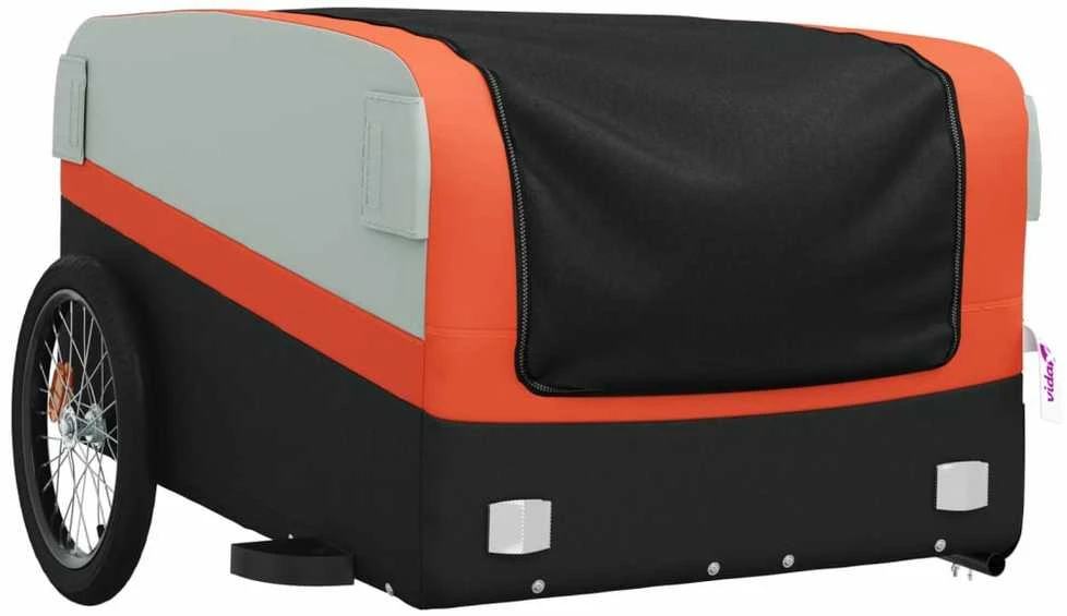Krovininė dviračio priekaba, juoda ir oranžinė, 45kg, geležis