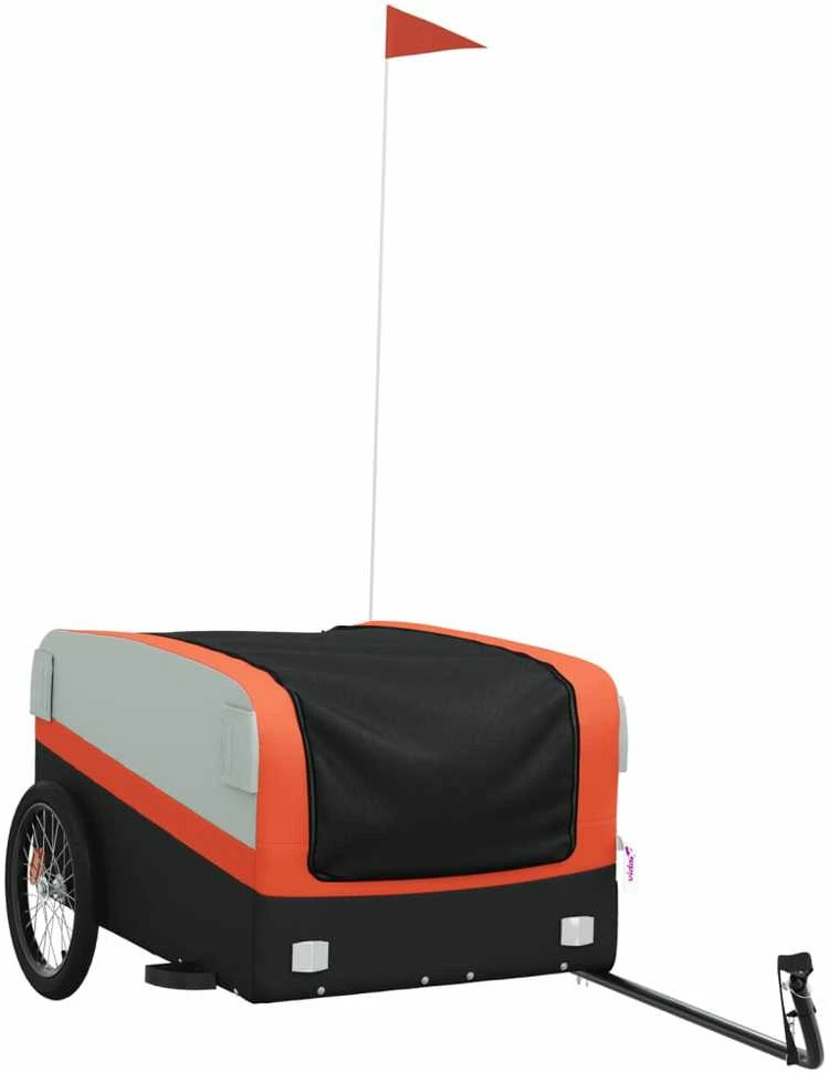 Krovininė dviračio priekaba, juoda ir oranžinė, 45kg, geležis