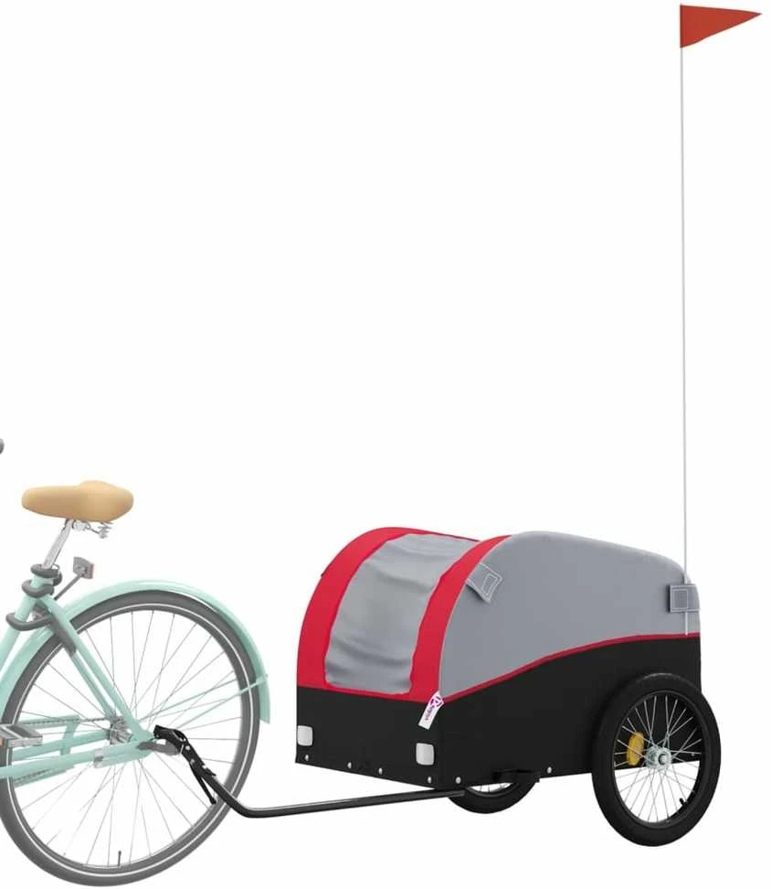 Dviračio priekaba, juodos ir raudonos spalvos, 45kg, geležis